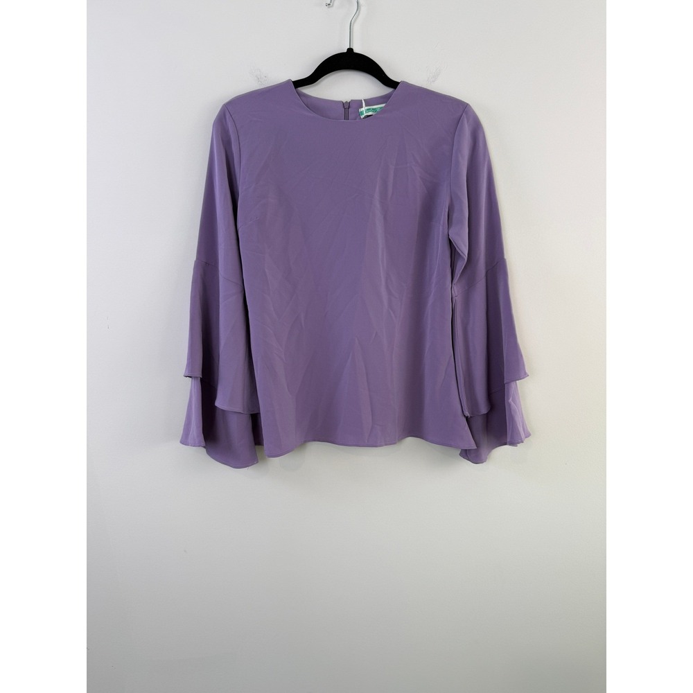 Miss Sey Ram Blouse Purple Medium NWTs $40 Bell Sleeve Tiered Round Neck Boho